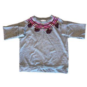 Monoprix Kids Girls Embroidered Sweatshirt Sz 5